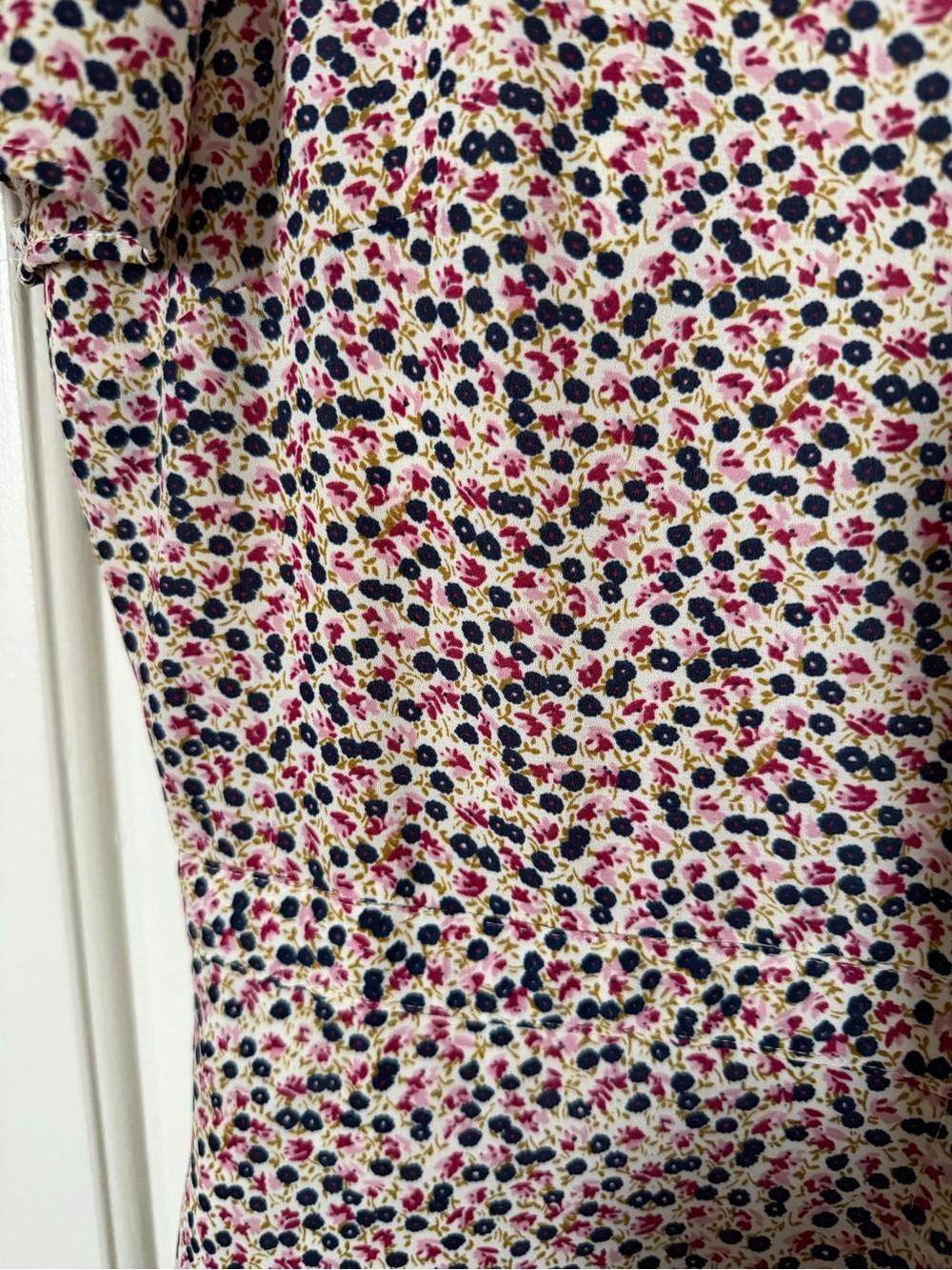 J. Crew Pink Floral V-Neck Mini Dress with Black Accents - Picture 3 of 4